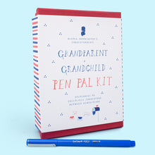Load image into Gallery viewer, Mr. Boddington’s Grandparent & Grandchild Pen Pal Kit is a charming way to honor the pleasure of a handwritten note in today’s digital society. The kit comes with four correspondence cards, four unique letterhead sheets and eight envelopes, designed and made in the United States, and we have added a stylish blue LePen.