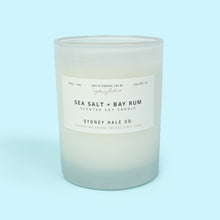 Load image into Gallery viewer, They can light the Sydney Hale Co. Sea Salt + Bay Breeze candle and be inspired by the aromas wafting through the air of quaint seaside villages, rum and bayberries washed with rich salt air.
