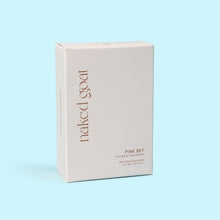 Load image into Gallery viewer, Pink Sky soap, from Naked Goat Co., is loaded with vitamins and nutrients powered by plant oils, soothing butters, and antioxidant rich goat milk to create a soft, creamy lather. And its relaxing aroma soothes with notes of vetiver, pink pepper rock rose, and myrtle.