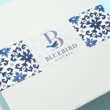 Load image into Gallery viewer, Our signature Bluebird Giftbox is magnetic for a unique gift opening experience and can be used long after the gifts have been enjoyed. It’s perfect for storing everything from cards and notes, to pictures and recipes.
