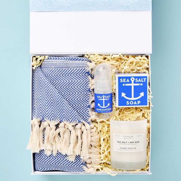 his By the Sea care package is designed to deliver joy and the scent of the sea to your loved one.