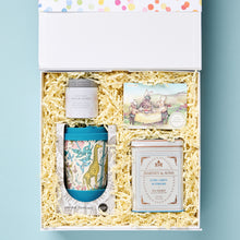 Load image into Gallery viewer, With the charming travel mug and unique treats in our Always Time for Tea Bluebird Giftbox, your favorite woman can take their tea party on the go, ready for any adventure!
