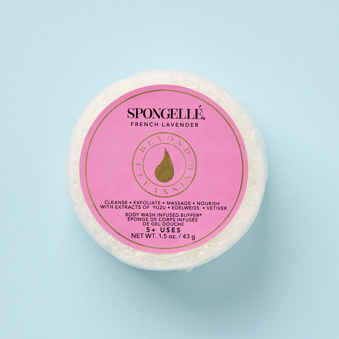 The Spongelle body-wash infused buffer cleanses, exfoliates, massages and nourishes skin, all with the delightful scent of French lavender.in a small, convenient travel size. Accepted on all airlines, nothing to spill, nothing to break, and everything you need for soft and youthful skin.