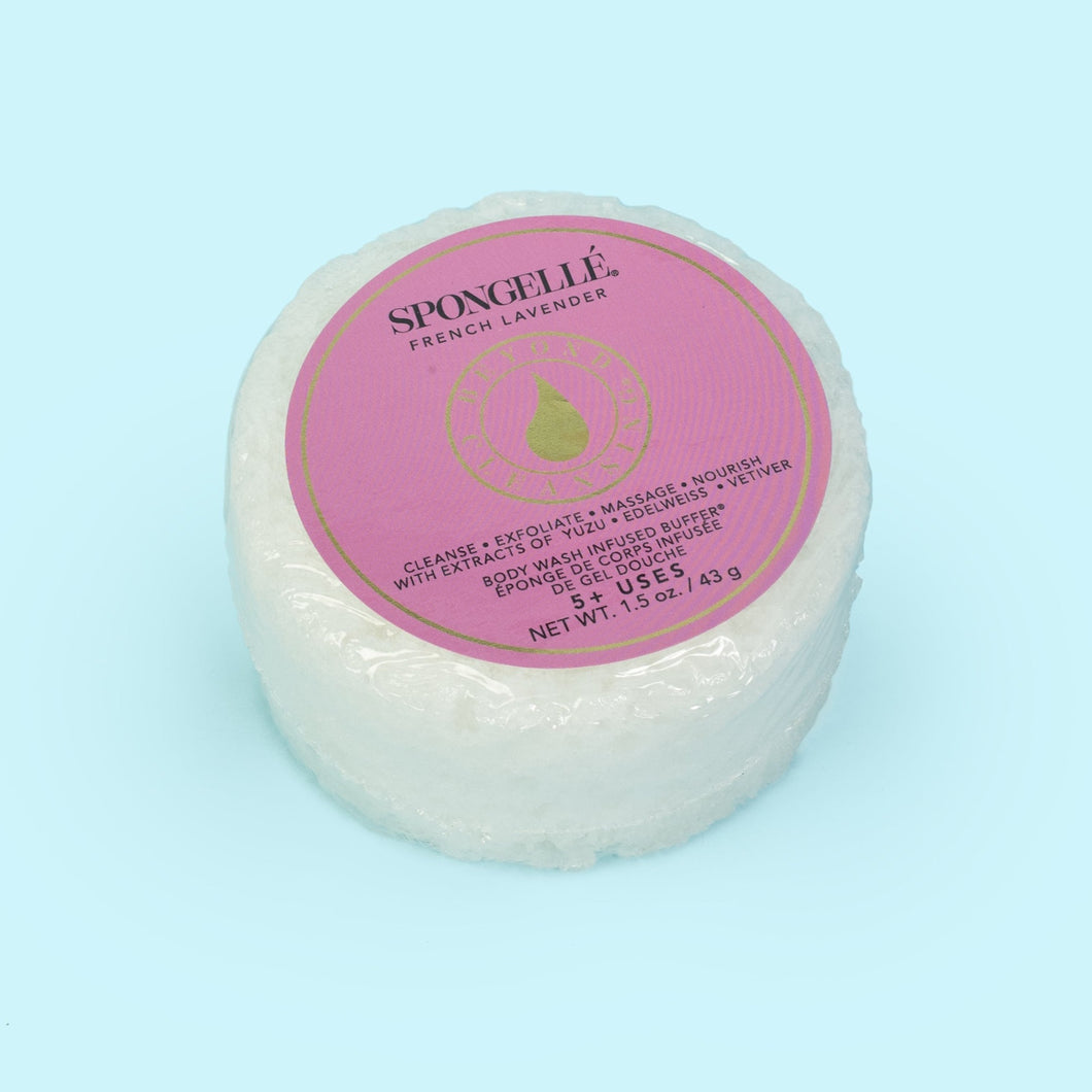 The Spongelle body-wash infused buffer cleanses, exfoliates, massages and nourishes skin, all with the delightful scent of French lavender.in a small, convenient travel size. Accepted on all airlines, nothing to spill, nothing to break, and everything you need for soft and youthful skin. 
