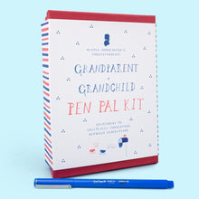 Load image into Gallery viewer, Mr. Boddington’s Grandparent &amp; Grandchild Pen Pal Kit is a charming way to honor the pleasure of a handwritten note in today’s digital society. The kit comes with four correspondence cards, four unique letterhead sheets and eight envelopes, designed and made in the United States, and we have added a stylish blue LePen.
