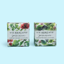 Load image into Gallery viewer, Two Via Mercato Provence shea butter soaps, made in Italy, are cleansing and moisturizing with a scent of fresh herbs.
