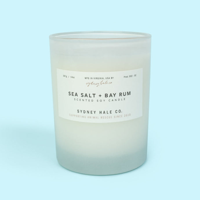 The Sea Salt + Bay Breeze candle Sydney Hale Co. is inspired by the aromas wafting through the air of quaint seaside villages, rum and bayberries washed with rich salt air. Hand-poured in Richmond, Virginia.
