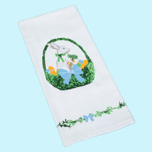 Load image into Gallery viewer, The star is the adorable Easter Basket tea towel from WH Hostess. 100% cotton and crafted in Ireland, it&#39;s the perfect addition to any kitchen, powder room or bar cart.  
